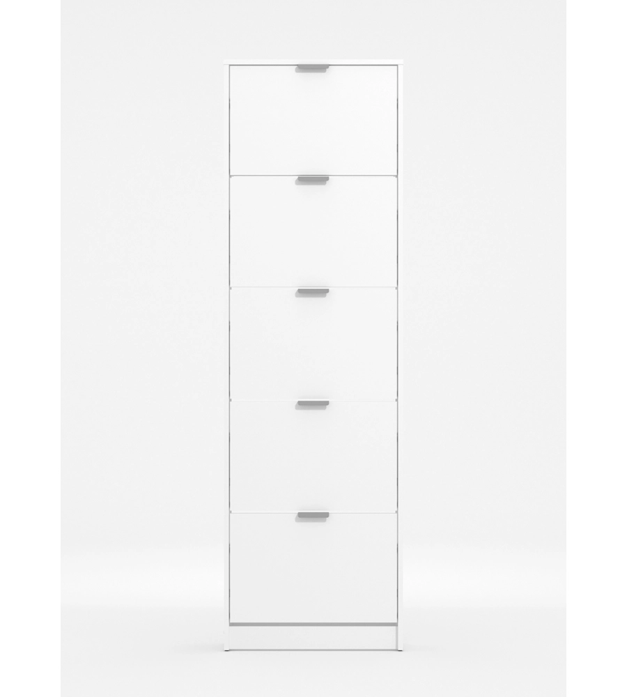 SCARPIERA BIANCA CON 5 ANTE, 58X18X192 CM